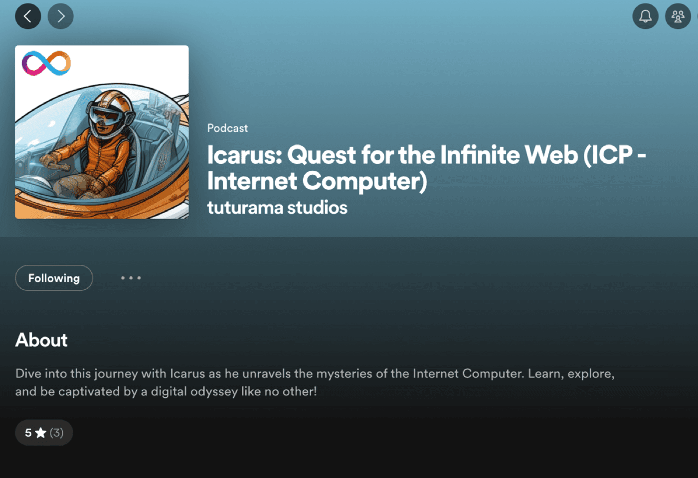 Icarus: Quest for the Infinite Web, the podcast page on Spotify, 2024